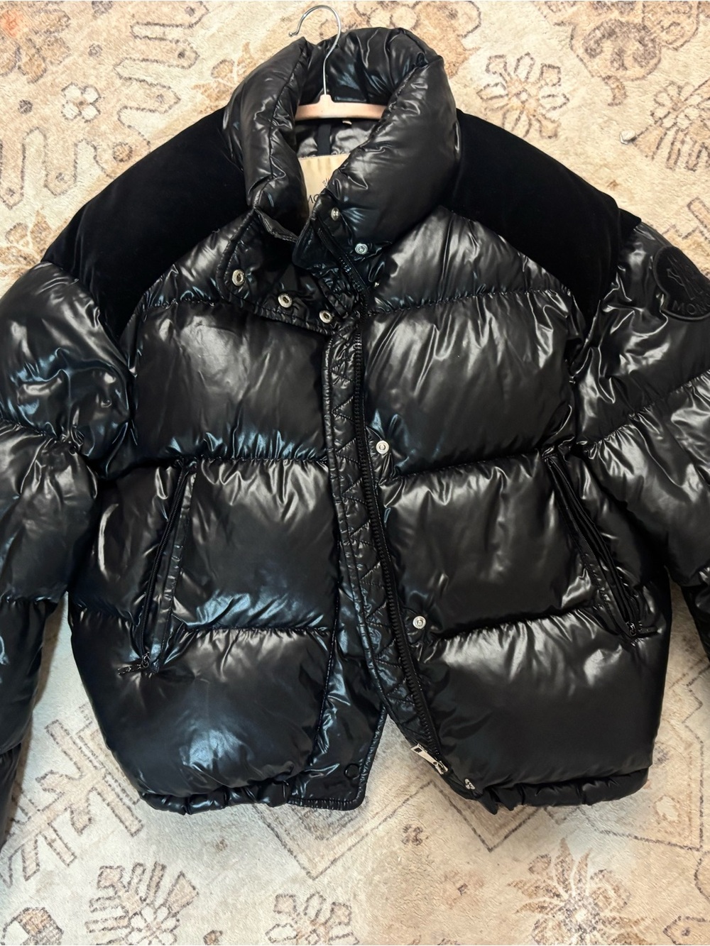 Moncler Black Glossy Quilted Puffer Jacket
